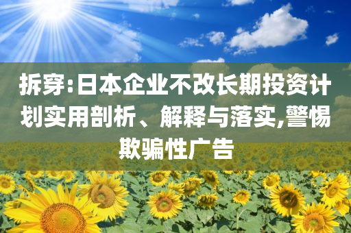拆穿:日本企業(yè)不改長(zhǎng)期投資計(jì)劃實(shí)用剖析、解釋與落實(shí),警惕欺騙性廣告