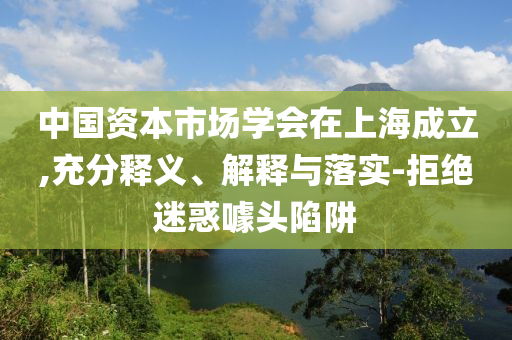 中國資本市場學(xué)會在上海成立,充分釋義、解釋與落實-拒絕迷惑噱頭陷阱
