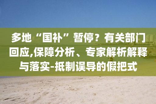 多地“國補(bǔ)”暫停？有關(guān)部門回應(yīng),保障分析、專家解析解釋與落實(shí)-抵制誤導(dǎo)的假把式