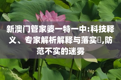 新澳門(mén)管家婆一特一中:科技釋義、專家解析解釋與落實(shí)?,防范不實(shí)的迷霧