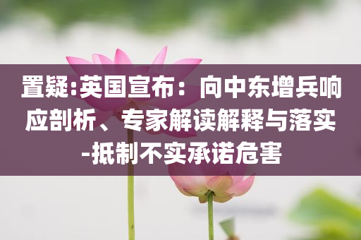 置疑:英國宣布：向中東增兵響應剖析、專家解讀解釋與落實-抵制不實承諾危害
