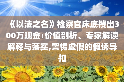 《以法之名》檢察官床底搜出300萬現(xiàn)金:價值剖析、專家解讀解釋與落實,警惕虛假的假誘導(dǎo)扣