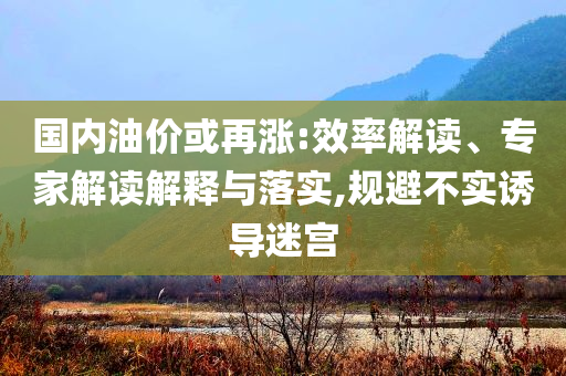 國(guó)內(nèi)油價(jià)或再漲:效率解讀、專家解讀解釋與落實(shí),規(guī)避不實(shí)誘導(dǎo)迷宮
