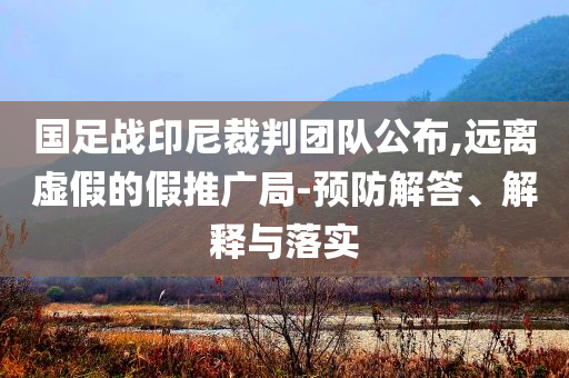 國足戰(zhàn)印尼裁判團隊公布,遠離虛假的假推廣局-預防解答、解釋與落實