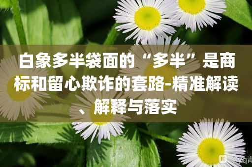 白象多半袋面的“多半”是商標和留心欺詐的套路-精準解讀、解釋與落實