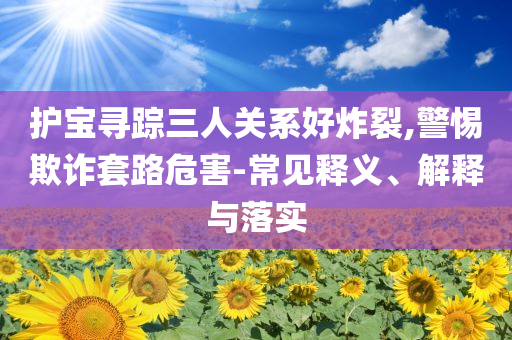 護寶尋蹤三人關系好炸裂,警惕欺詐套路危害-常見釋義、解釋與落實