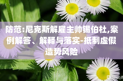 防范:尼克斯解雇主帥錫伯杜,案例解答、解釋與落實(shí)-抵制虛假造勢(shì)風(fēng)險(xiǎn)