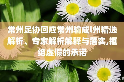 常州足協(xié)回應(yīng)常州輸成l州精選解析、專家解析解釋與落實(shí),拒絕虛假的承諾