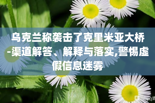 烏克蘭稱襲擊了克里米亞大橋-渠道解答、解釋與落實,警惕虛假信息迷霧