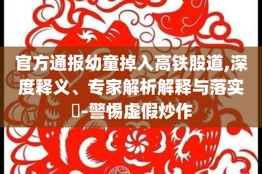 官方通報(bào)幼童掉入高鐵股道,深度釋義、專(zhuān)家解析解釋與落實(shí)?-警惕虛假炒作