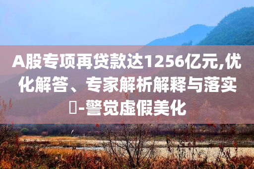 A股專項(xiàng)再貸款達(dá)1256億元,優(yōu)化解答、專家解析解釋與落實(shí)?-警覺虛假美化