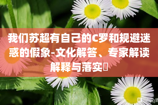 我們蘇超有自己的C羅和規(guī)避迷惑的假象-文化解答、專家解讀解釋與落實(shí)?