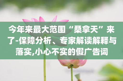 今年來最大范圍“桑拿天”來了-保障分析、專家解讀解釋與落實(shí),小心不實(shí)的假廣告詞