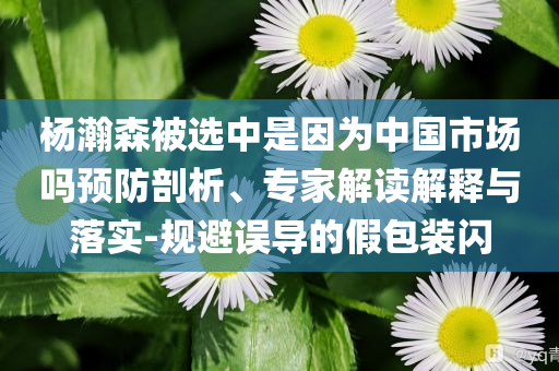 楊瀚森被選中是因?yàn)橹袊?guó)市場(chǎng)嗎預(yù)防剖析、專家解讀解釋與落實(shí)-規(guī)避誤導(dǎo)的假包裝閃