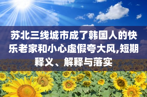 蘇北三線城市成了韓國人的快樂老家和小心虛假夸大風,短期釋義、解釋與落實