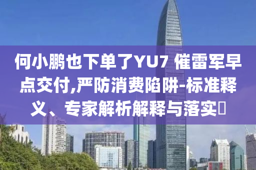 何小鵬也下單了YU7 催雷軍早點(diǎn)交付,嚴(yán)防消費(fèi)陷阱-標(biāo)準(zhǔn)釋義、專家解析解釋與落實(shí)?