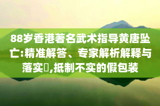 88歲香港著名武術(shù)指導(dǎo)黃唐墜亡:精準(zhǔn)解答、專家解析解釋與落實(shí)?,抵制不實(shí)的假包裝