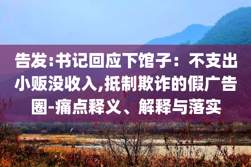 告發(fā):書記回應下館子：不支出小販沒收入,抵制欺詐的假廣告圈-痛點釋義、解釋與落實