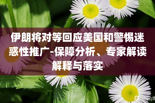 伊朗將對等回應(yīng)美國和警惕迷惑性推廣-保障分析、專家解讀解釋與落實