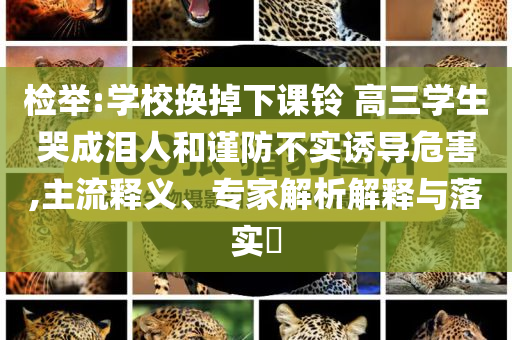 檢舉:學(xué)校換掉下課鈴 高三學(xué)生哭成淚人和謹(jǐn)防不實(shí)誘導(dǎo)危害,主流釋義、專(zhuān)家解析解釋與落實(shí)?