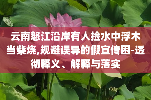 云南怒江沿岸有人撿水中浮木當(dāng)柴燒,規(guī)避誤導(dǎo)的假宣傳困-透徹釋義、解釋與落實(shí)