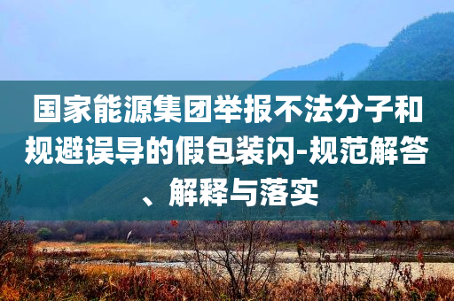 國家能源集團(tuán)舉報(bào)不法分子和規(guī)避誤導(dǎo)的假包裝閃-規(guī)范解答、解釋與落實(shí)