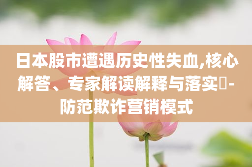 日本股市遭遇歷史性失血,核心解答、專(zhuān)家解讀解釋與落實(shí)?-防范欺詐營(yíng)銷(xiāo)模式