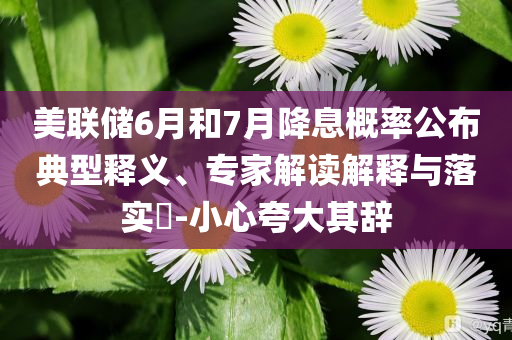 美聯(lián)儲6月和7月降息概率公布典型釋義、專家解讀解釋與落實?-小心夸大其辭