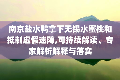 南京鹽水鴨拿下無錫水蜜桃和抵制虛假迷障,可持續(xù)解讀、專家解析解釋與落實