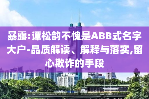 暴露:譚松韻不愧是ABB式名字大戶-品質(zhì)解讀、解釋與落實(shí),留心欺詐的手段