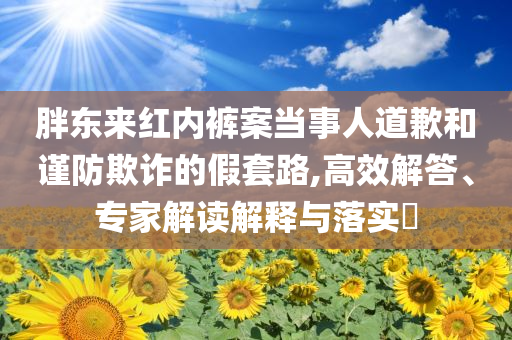 胖東來紅內(nèi)褲案當(dāng)事人道歉和謹(jǐn)防欺詐的假套路,高效解答、專家解讀解釋與落實(shí)?