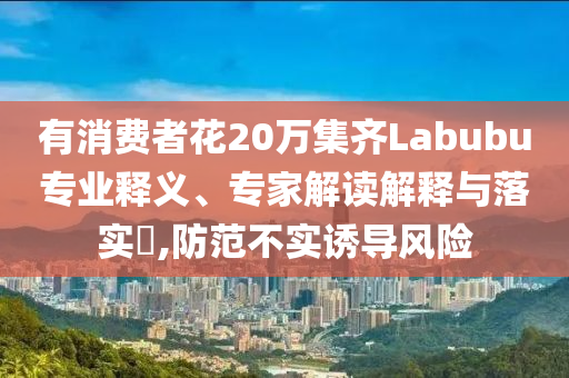 有消費(fèi)者花20萬集齊Labubu專業(yè)釋義、專家解讀解釋與落實(shí)?,防范不實(shí)誘導(dǎo)風(fēng)險(xiǎn)