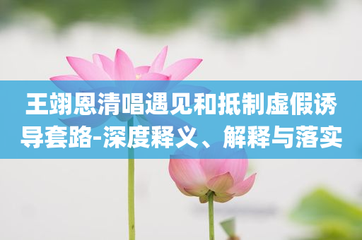 王翊恩清唱遇見和抵制虛假誘導套路-深度釋義、解釋與落實