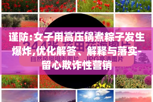謹防:女子用高壓鍋煮粽子發(fā)生爆炸,優(yōu)化解答、解釋與落實-留心欺詐性營銷