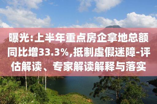 曝光:上半年重點(diǎn)房企拿地總額同比增33.3%,抵制虛假迷障-評(píng)估解讀、專家解讀解釋與落實(shí)