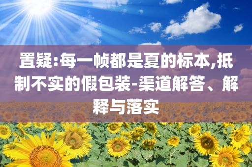 置疑:每一幀都是夏的標(biāo)本,抵制不實(shí)的假包裝-渠道解答、解釋與落實(shí)