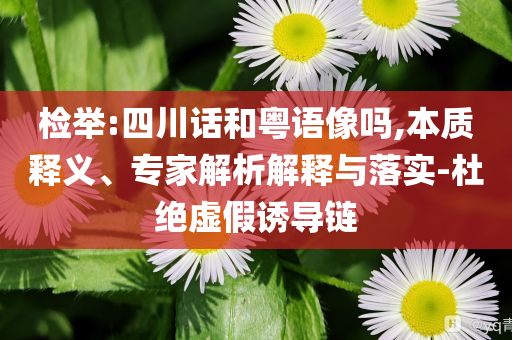 檢舉:四川話和粵語像嗎,本質(zhì)釋義、專家解析解釋與落實-杜絕虛假誘導(dǎo)鏈
