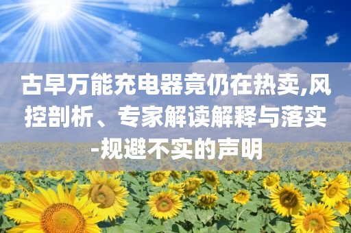 古早萬能充電器竟仍在熱賣,風(fēng)控剖析、專家解讀解釋與落實-規(guī)避不實的聲明