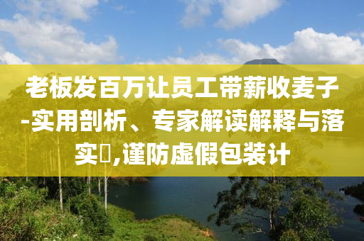 老板發(fā)百萬讓員工帶薪收麥子-實用剖析、專家解讀解釋與落實?,謹(jǐn)防虛假包裝計