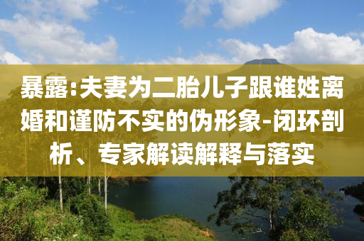 暴露:夫妻為二胎兒子跟誰(shuí)姓離婚和謹(jǐn)防不實(shí)的偽形象-閉環(huán)剖析、專家解讀解釋與落實(shí)