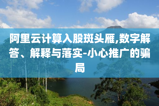 阿里云計(jì)算入股斑頭雁,數(shù)字解答、解釋與落實(shí)-小心推廣的騙局