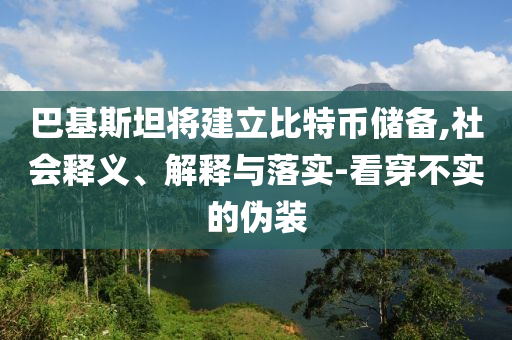 巴基斯坦將建立比特幣儲(chǔ)備,社會(huì)釋義、解釋與落實(shí)-看穿不實(shí)的偽裝