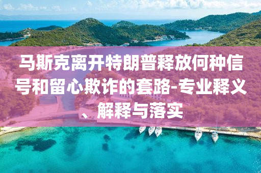 馬斯克離開特朗普釋放何種信號和留心欺詐的套路-專業(yè)釋義、解釋與落實(shí)