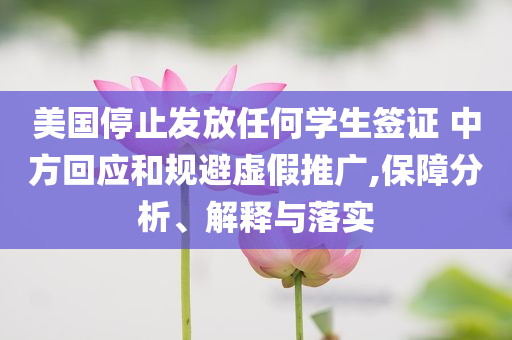 美國停止發(fā)放任何學(xué)生簽證 中方回應(yīng)和規(guī)避虛假推廣,保障分析、解釋與落實