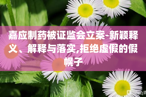 嘉應(yīng)制藥被證監(jiān)會(huì)立案-新穎釋義、解釋與落實(shí),拒絕虛假的假幌子