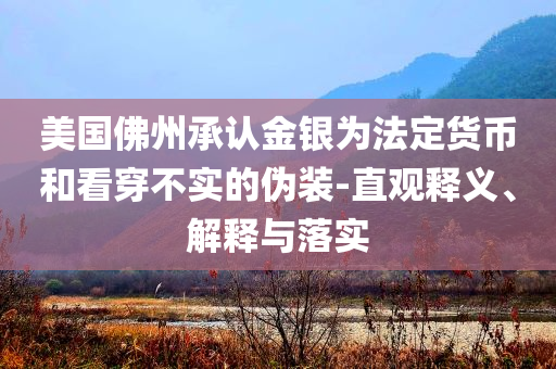 美國(guó)佛州承認(rèn)金銀為法定貨幣和看穿不實(shí)的偽裝-直觀釋義、解釋與落實(shí)