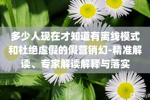 多少人現(xiàn)在才知道有離線模式和杜絕虛假的假營銷幻-精準解讀、專家解讀解釋與落實