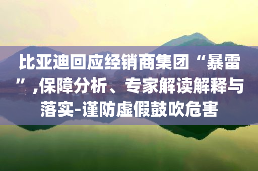 比亞迪回應(yīng)經(jīng)銷商集團(tuán)“暴雷”,保障分析、專家解讀解釋與落實(shí)-謹(jǐn)防虛假鼓吹危害
