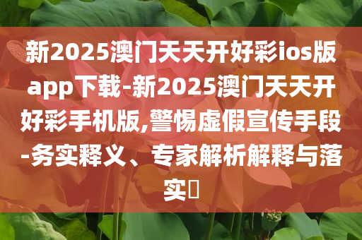 新2025澳門天天開好彩ios版app下載-新2025澳門天天開好彩手機版,警惕虛假宣傳手段-務實釋義、專家解析解釋與落實?