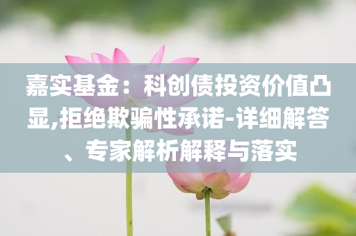 嘉實(shí)基金：科創(chuàng)債投資價(jià)值凸顯,拒絕欺騙性承諾-詳細(xì)解答、專(zhuān)家解析解釋與落實(shí)